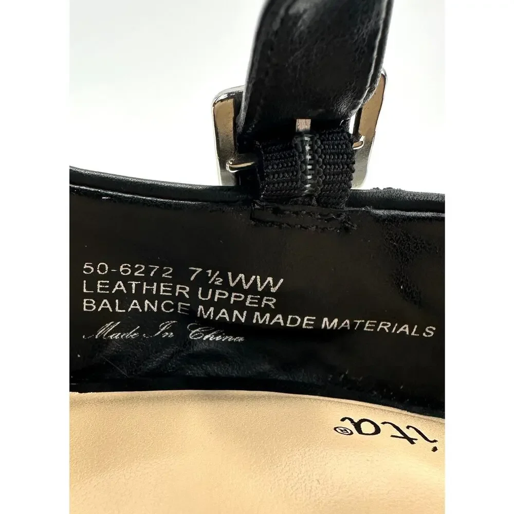 Bella Vita D'Orsay Pump Size 7.5WW Black Leather Stiletto Heel Padded Adjustable